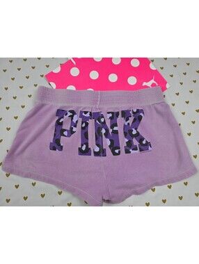 Victorias Secret PINK VINTAGE purple Leopard Cheetah Y2k Booty SHORTS XS